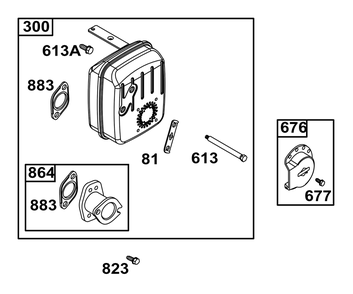 Exhaust Group Diagram and Parts List for 31Q507-0003-H5 200000 - 399999 Briggs and Stratton Engine